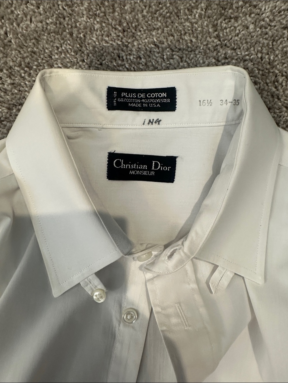 Christian Dior Monsieur White Point-Collar Dress Shirt